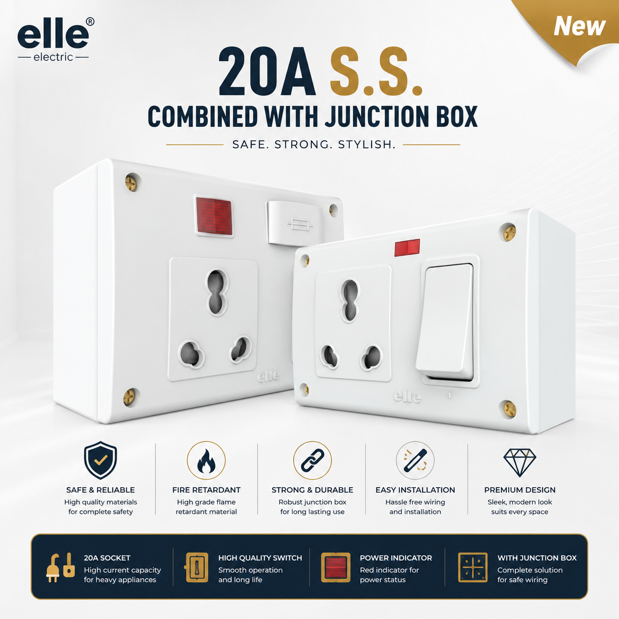 20A Switched Socket with Junction Box