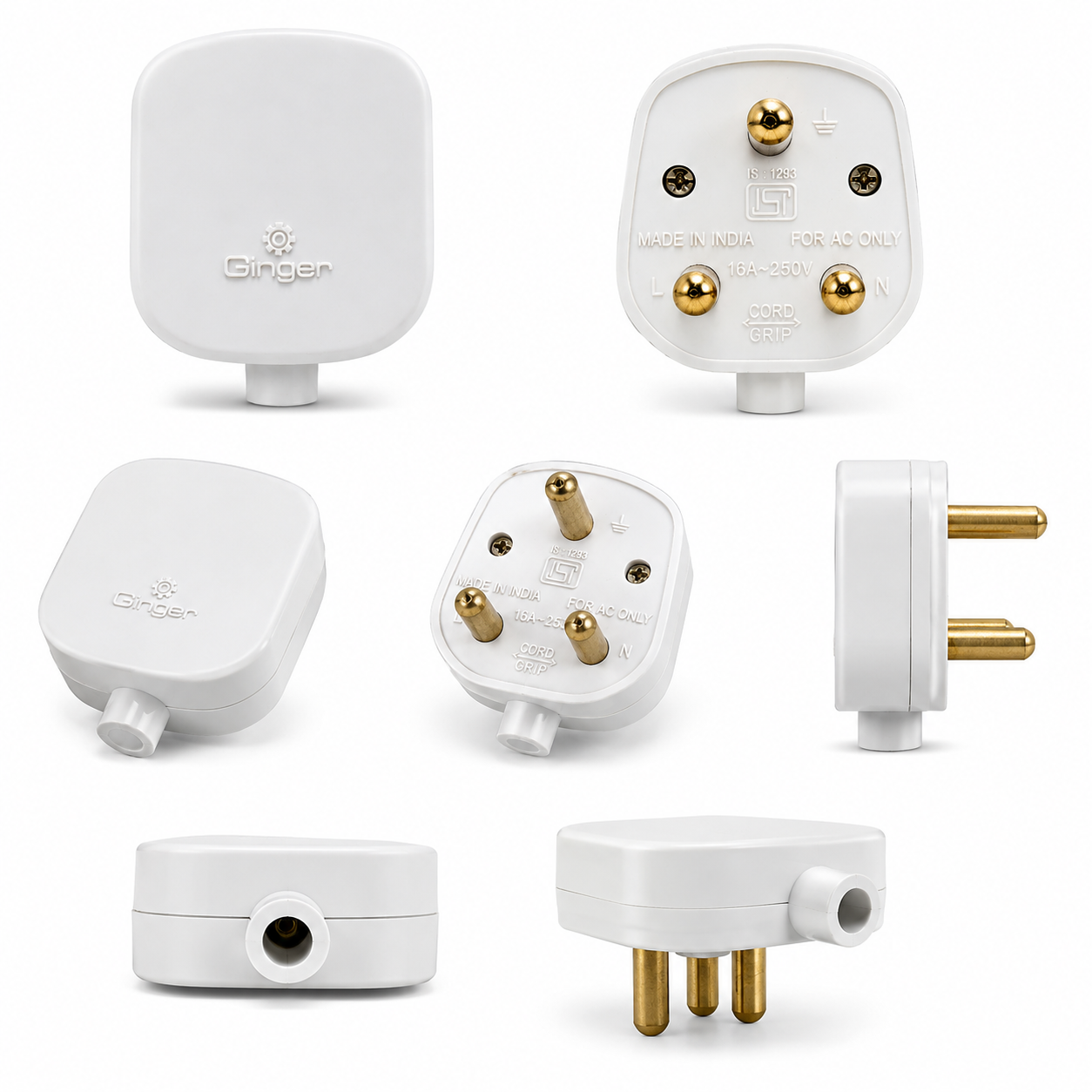 Ginger 16A 3 Pin Plug Top