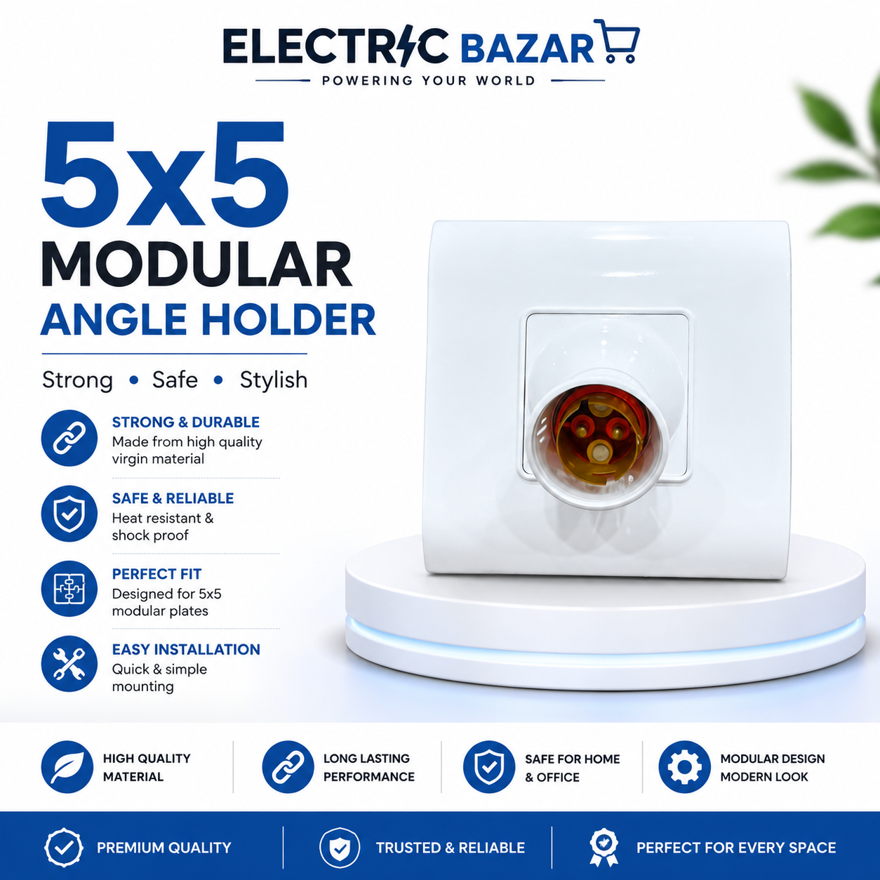 Premium 5x5 Modular Angle Holder | White | Easy Installation