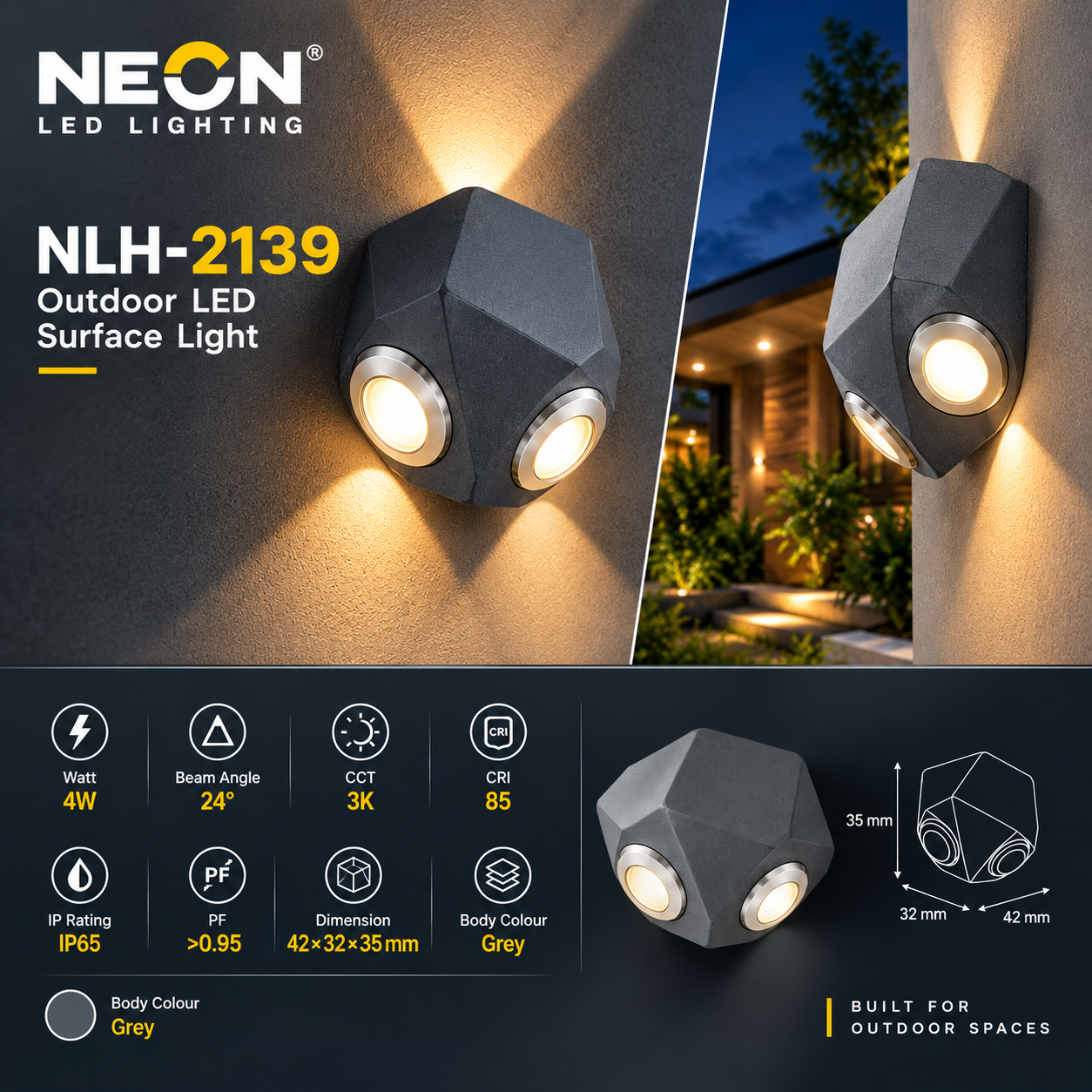 NEON NLH-2139 – Geometric LED Surface Light