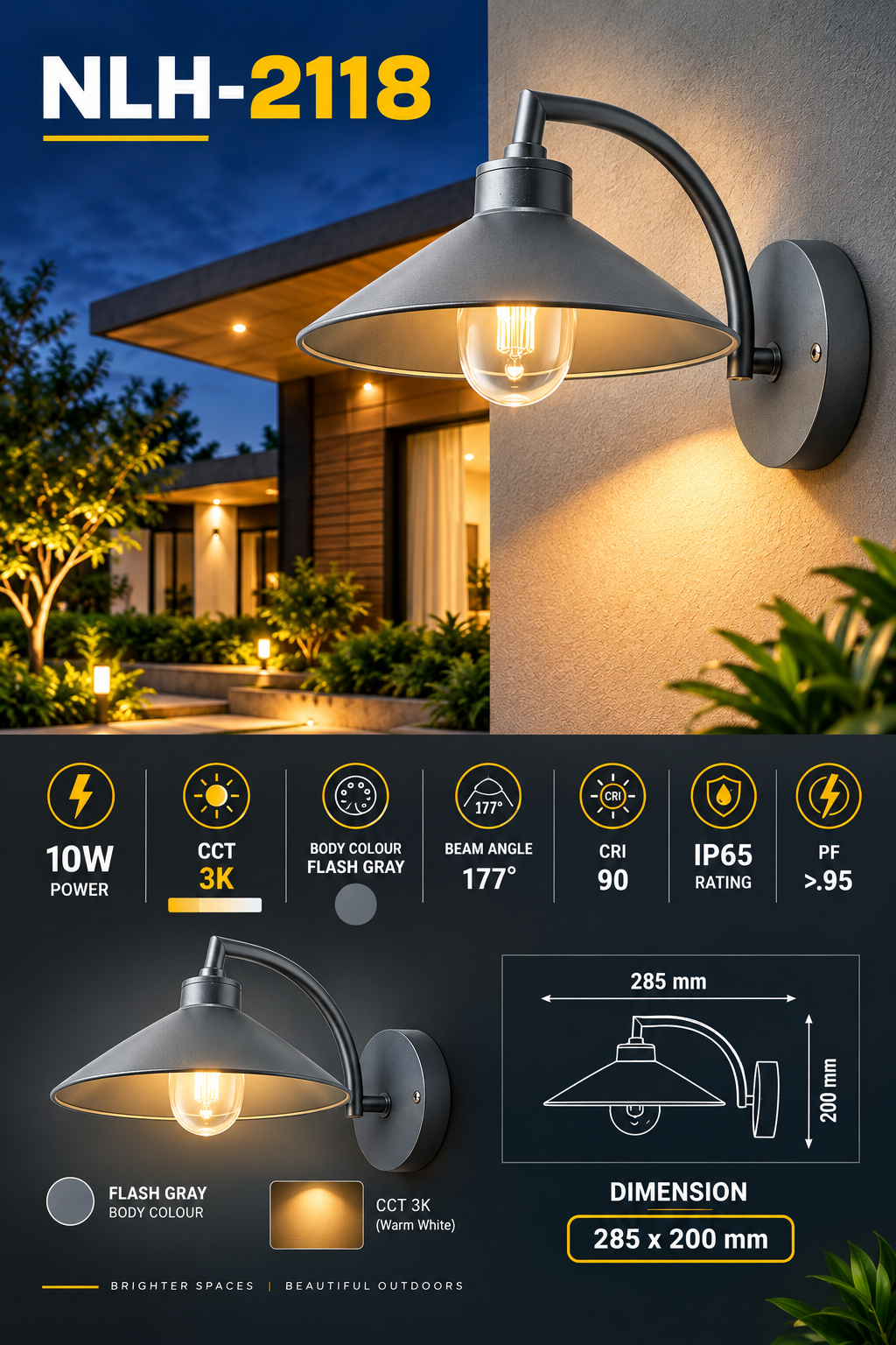 NEON NLH-2118 – Outdoor LED Wall Light | Modern Up-Down Exterior Wall Lamp