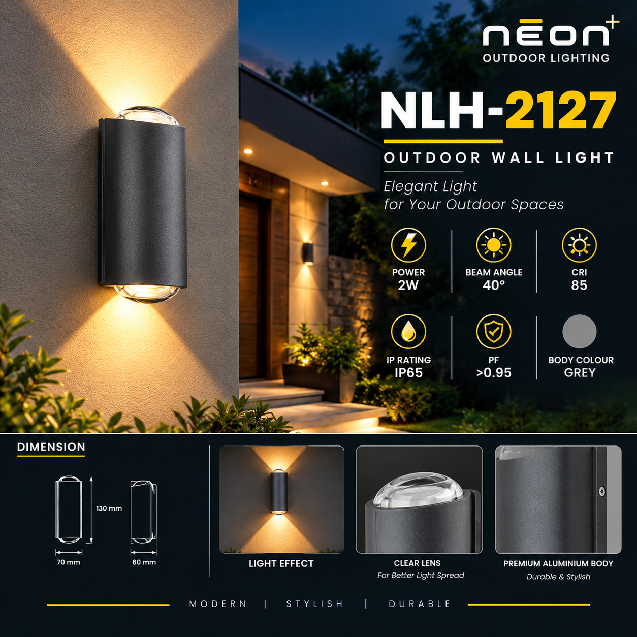 NEON HN 2127 – Round Up & Down LED Wall Light
