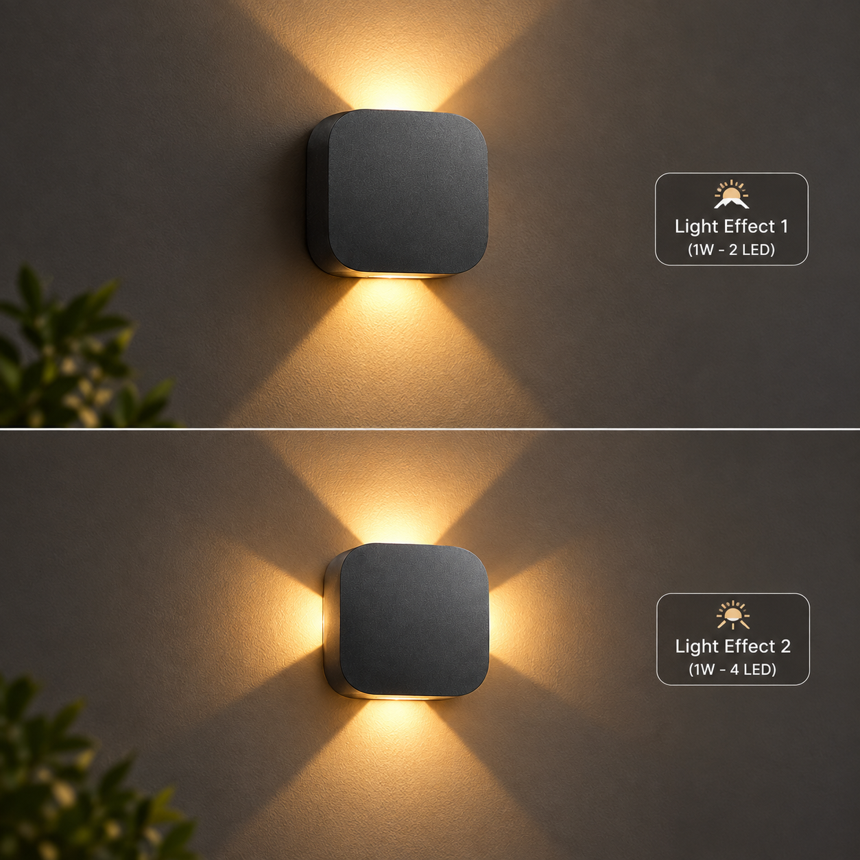 NLH-2104 – Square LED Wall Light | Up & Down Outdoor Wall Light 1W–4W