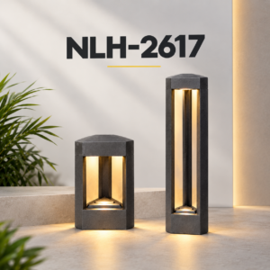 NLH-2617 LED Outdoor Bollard Light | 7W 3K Grey Aluminium Garden Pathway Light | IP65 CRI 90