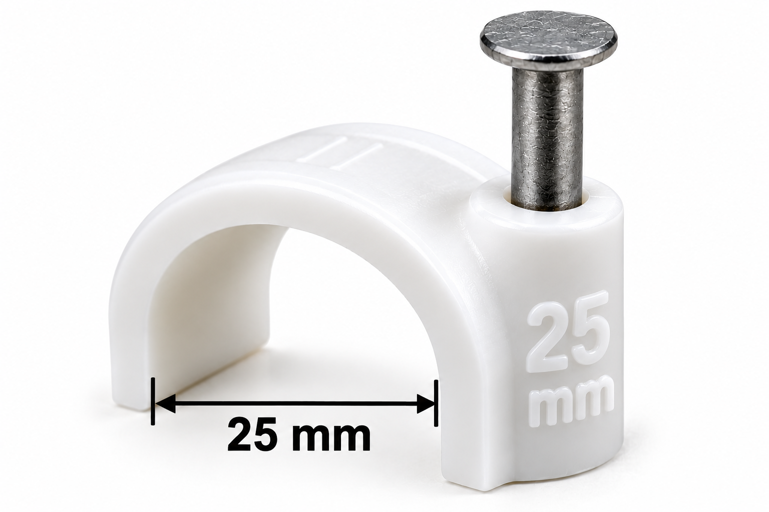 20mm Half & 25mm One Plastic Cable Saddle Clip with Nail for Electrical Wiring and Cable Management