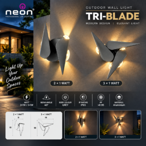 Outdoor LED Wall Light 2×1W & 3×1W | 40° Beam Angle | Grey Aluminium | IP65 | Modern Decorative Wall Light