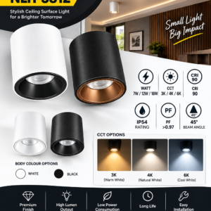 NLH-3812 LED Surface Mounted Downlight | 7W 12W 18W | 3K 4K 6K | Black & White | 45° Beam Angle