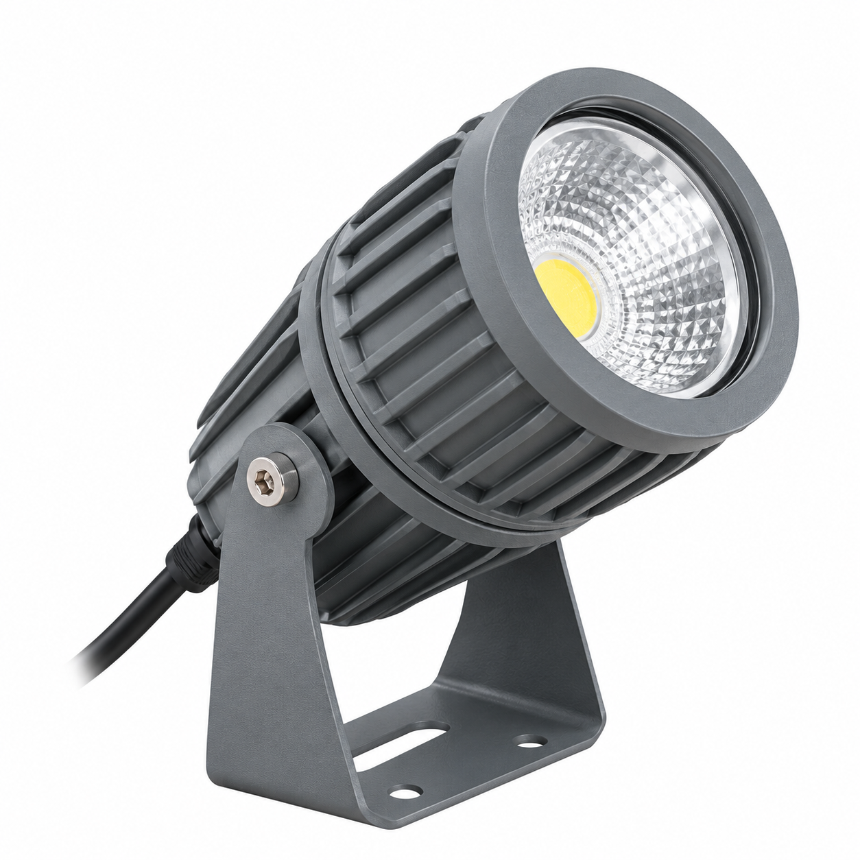 10W Grey Outdoor LED Spotlight | 8° Narrow Beam IP65 Aluminium Garden Light
