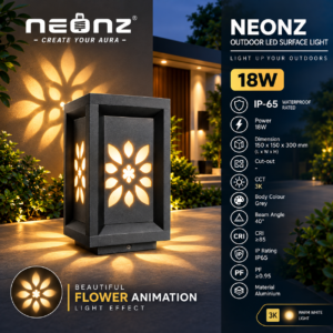NEONZ 18W Full Floral Outdoor LED Surface Light | 3K Warm White | IP65