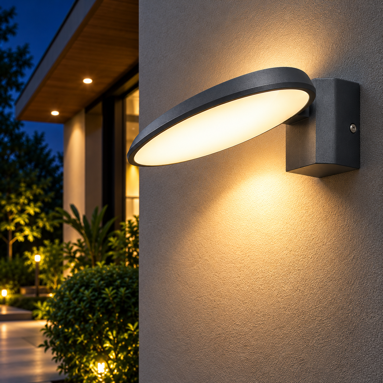 NEON+ NLH-2115 LED Outdoor Wall Light 18W | Grey Aluminium Wall Lamp | 3K Warm White | IP65 Waterproof | 180° Beam Angle