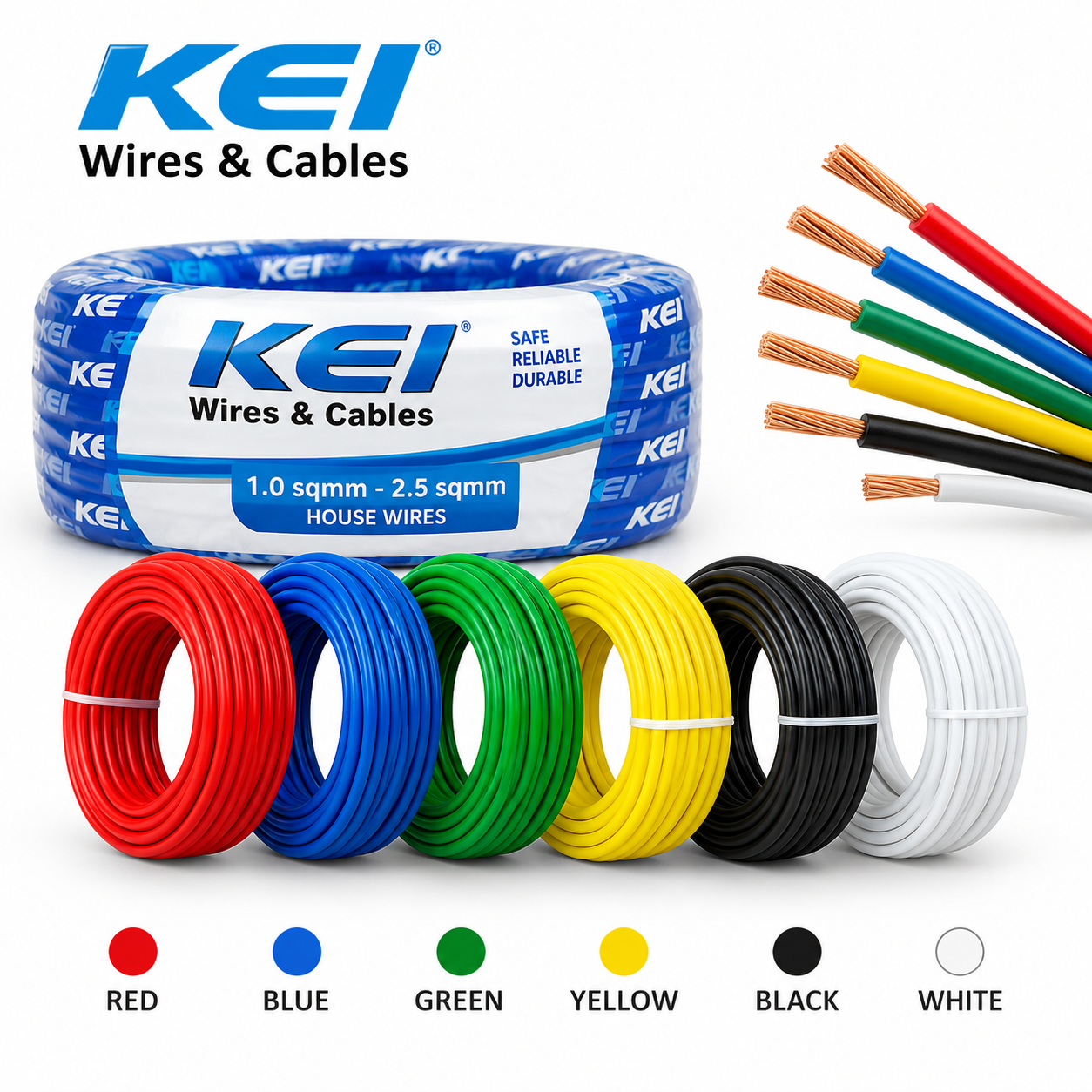 KEI Flexible FR-LSH Electrical Wire 100 Meter – Flame Retardant, Low Smoke & Halogen Free Copper Wire