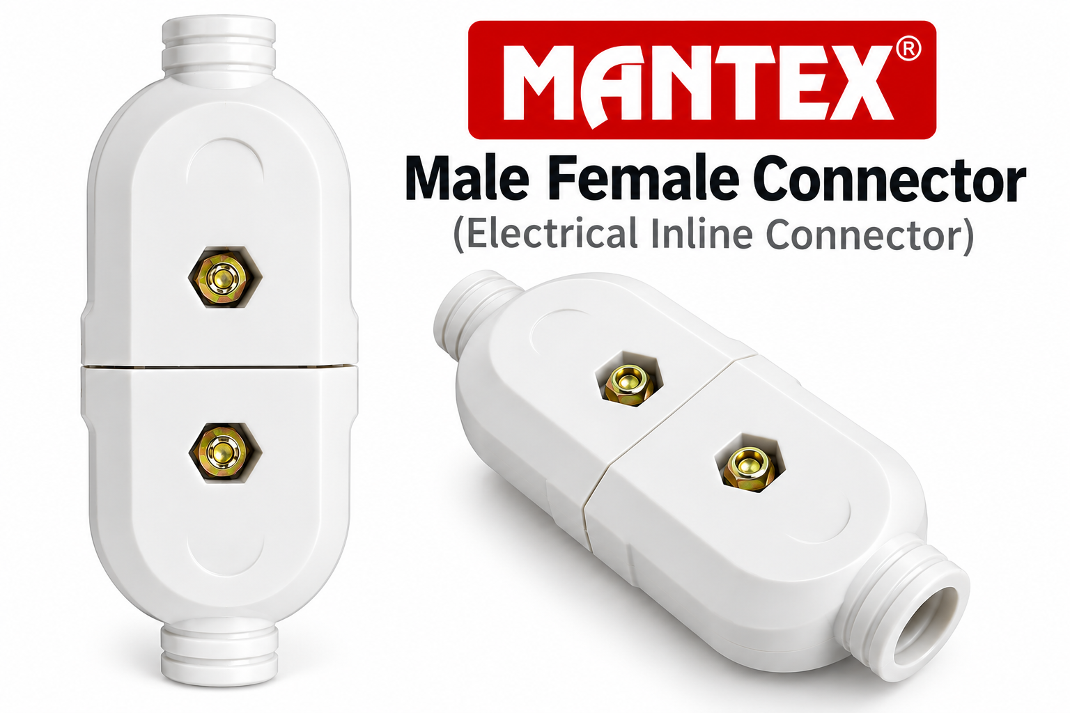 MANTEX Male Female Electrical Connector – Durable Plastic Wire Connector