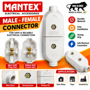 MANTEX Male Female Electrical Connector – Durable Plastic Wire Connector