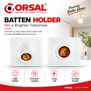 ORSAL Batten Holder 5X5 & 7X7| Premium White Electrical Batten Lamp Holder Base for Home & Commercial Use