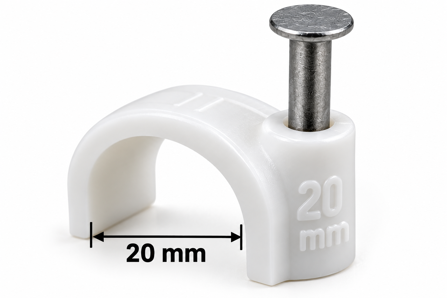 20mm Half & 25mm One Plastic Cable Saddle Clip with Nail for Electrical Wiring and Cable Management